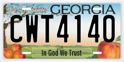 GA license plate CWT4140