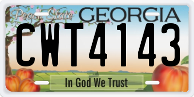 GA license plate CWT4143