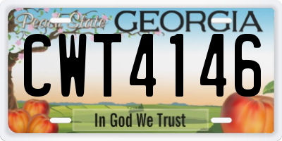 GA license plate CWT4146
