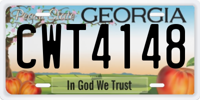 GA license plate CWT4148