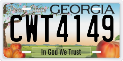 GA license plate CWT4149