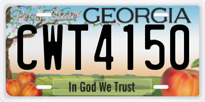 GA license plate CWT4150