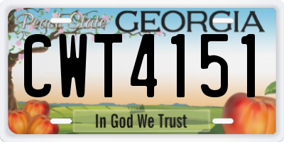 GA license plate CWT4151