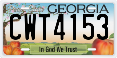 GA license plate CWT4153