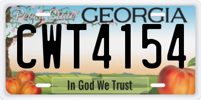 GA license plate CWT4154