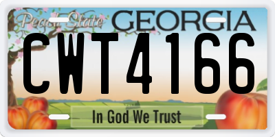 GA license plate CWT4166