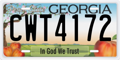 GA license plate CWT4172
