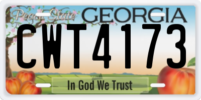 GA license plate CWT4173