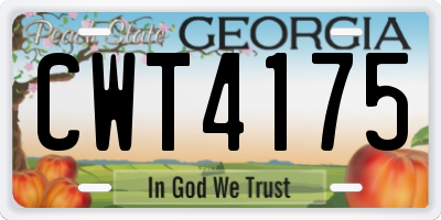 GA license plate CWT4175