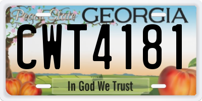 GA license plate CWT4181