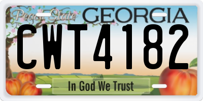 GA license plate CWT4182
