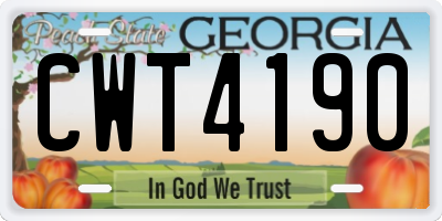 GA license plate CWT4190