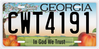 GA license plate CWT4191