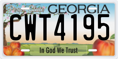 GA license plate CWT4195