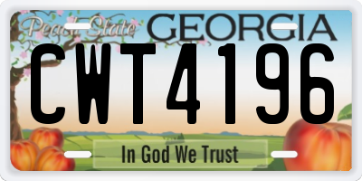 GA license plate CWT4196