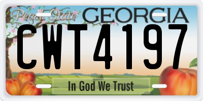 GA license plate CWT4197