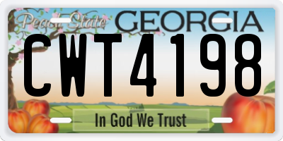 GA license plate CWT4198