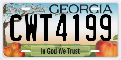GA license plate CWT4199