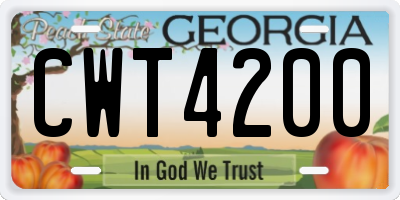 GA license plate CWT4200