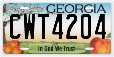 GA license plate CWT4204