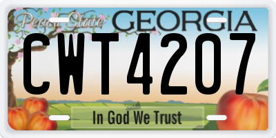 GA license plate CWT4207