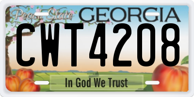 GA license plate CWT4208