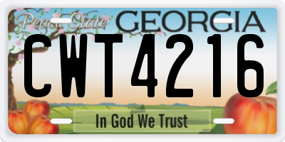 GA license plate CWT4216