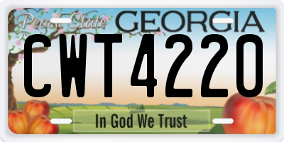 GA license plate CWT4220