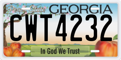 GA license plate CWT4232