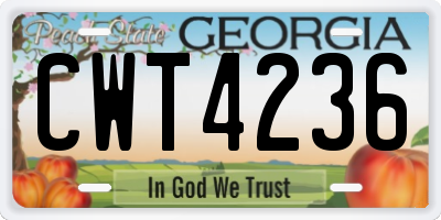 GA license plate CWT4236