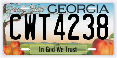 GA license plate CWT4238