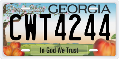 GA license plate CWT4244