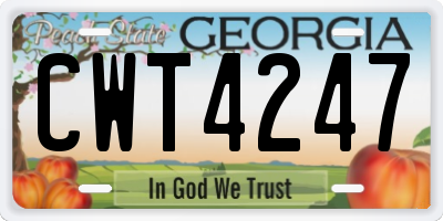 GA license plate CWT4247