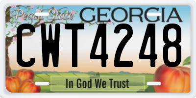 GA license plate CWT4248