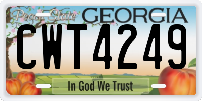 GA license plate CWT4249