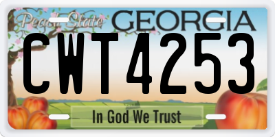 GA license plate CWT4253