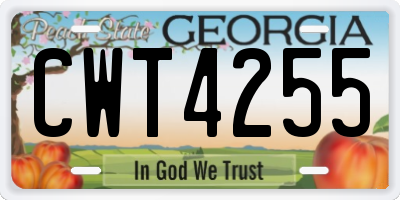 GA license plate CWT4255