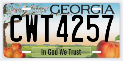 GA license plate CWT4257