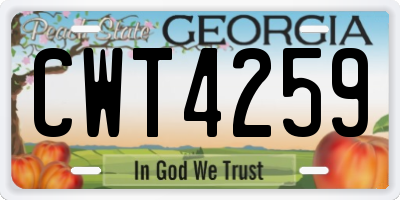 GA license plate CWT4259