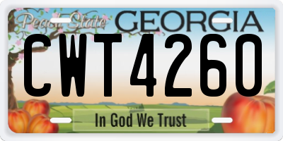 GA license plate CWT4260