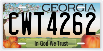 GA license plate CWT4262