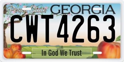 GA license plate CWT4263