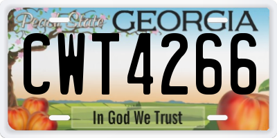 GA license plate CWT4266