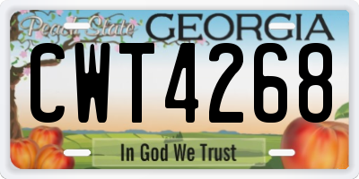 GA license plate CWT4268