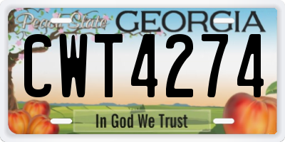 GA license plate CWT4274