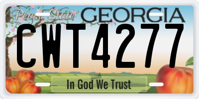 GA license plate CWT4277