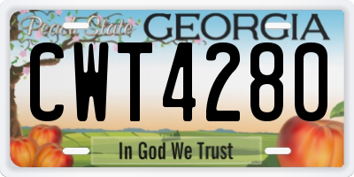 GA license plate CWT4280