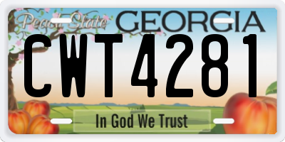 GA license plate CWT4281