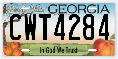 GA license plate CWT4284