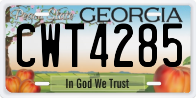 GA license plate CWT4285